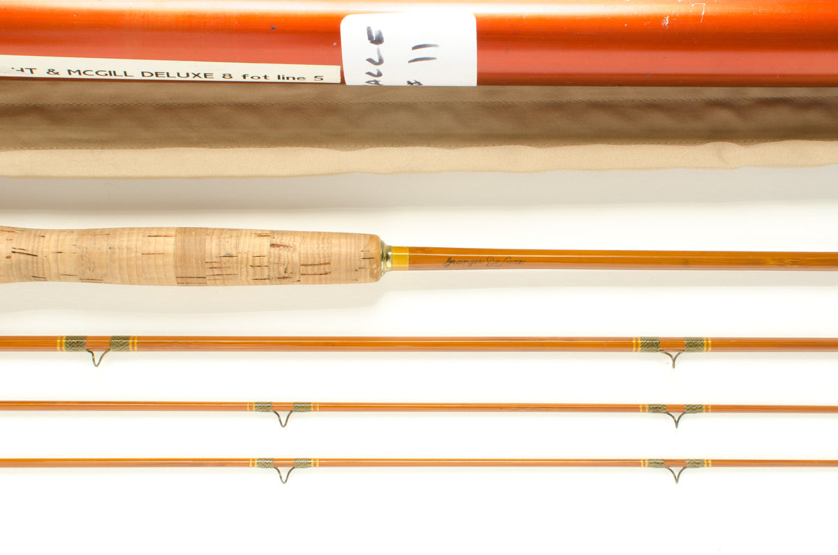 Wright & McGill Granger DeLuxe Fly Rod 8' 3/2 #5 - maker signature and rod markings