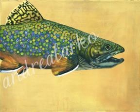 Brook Trout Oil Painting - Andrea Larko