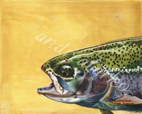Rainbow Trout Oil Painting - Andrea Larko 