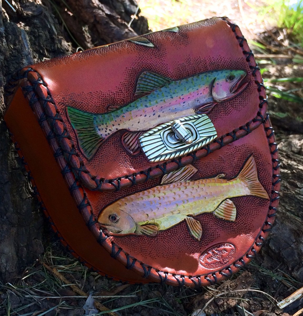 Annie Margarita Leather Reel Case - "Native Americans" 