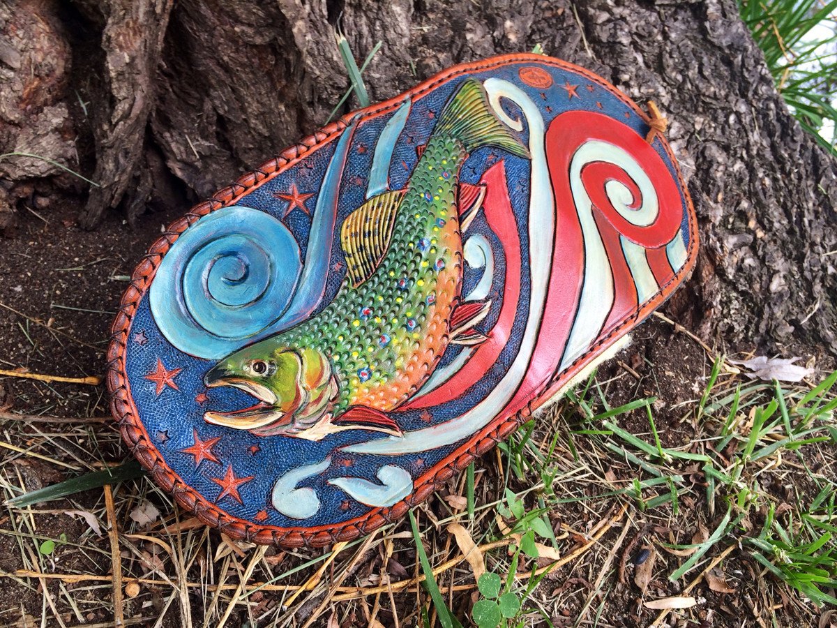 Annie Margarita Leather Reel Case - "Star Spangled Brookie"