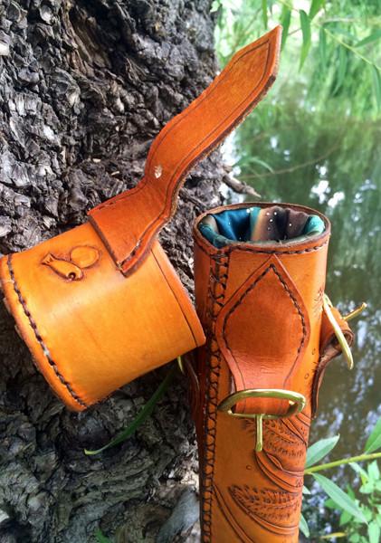 Annie Margarita Leather Backpack-Style Rod & Reel Case - "California Streamin" 