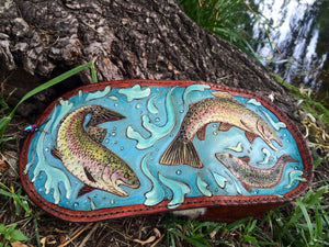 Annie Margarita Leather Reel Case - "Rockin' Rainbows"