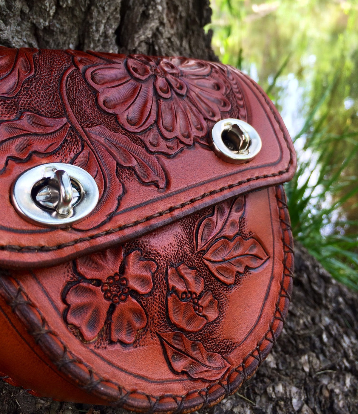 Annie Margarita Leather Reel Case - "Wild Rose"