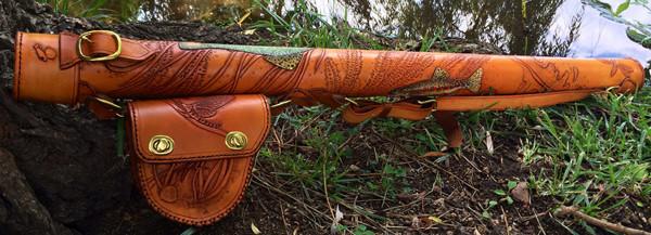 Annie Margarita Leather Backpack-Style Rod & Reel Case - "California Streamin" 