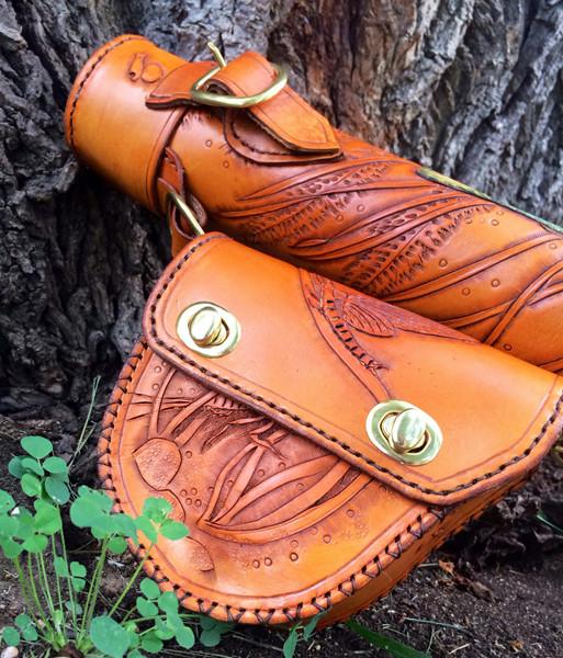 Annie Margarita Leather Backpack-Style Rod & Reel Case - "California Streamin" 