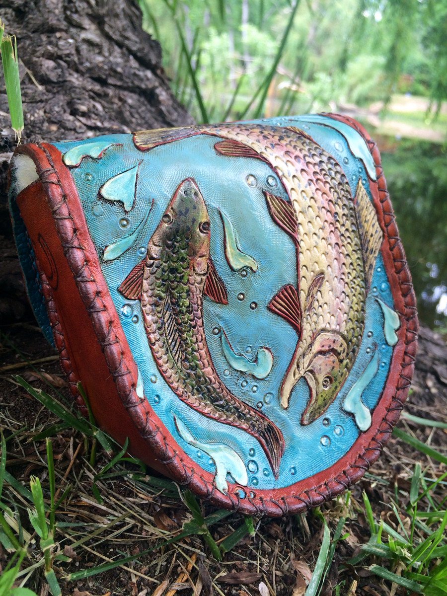 Annie Margarita Leather Reel Case - "Rockin' Rainbows" 