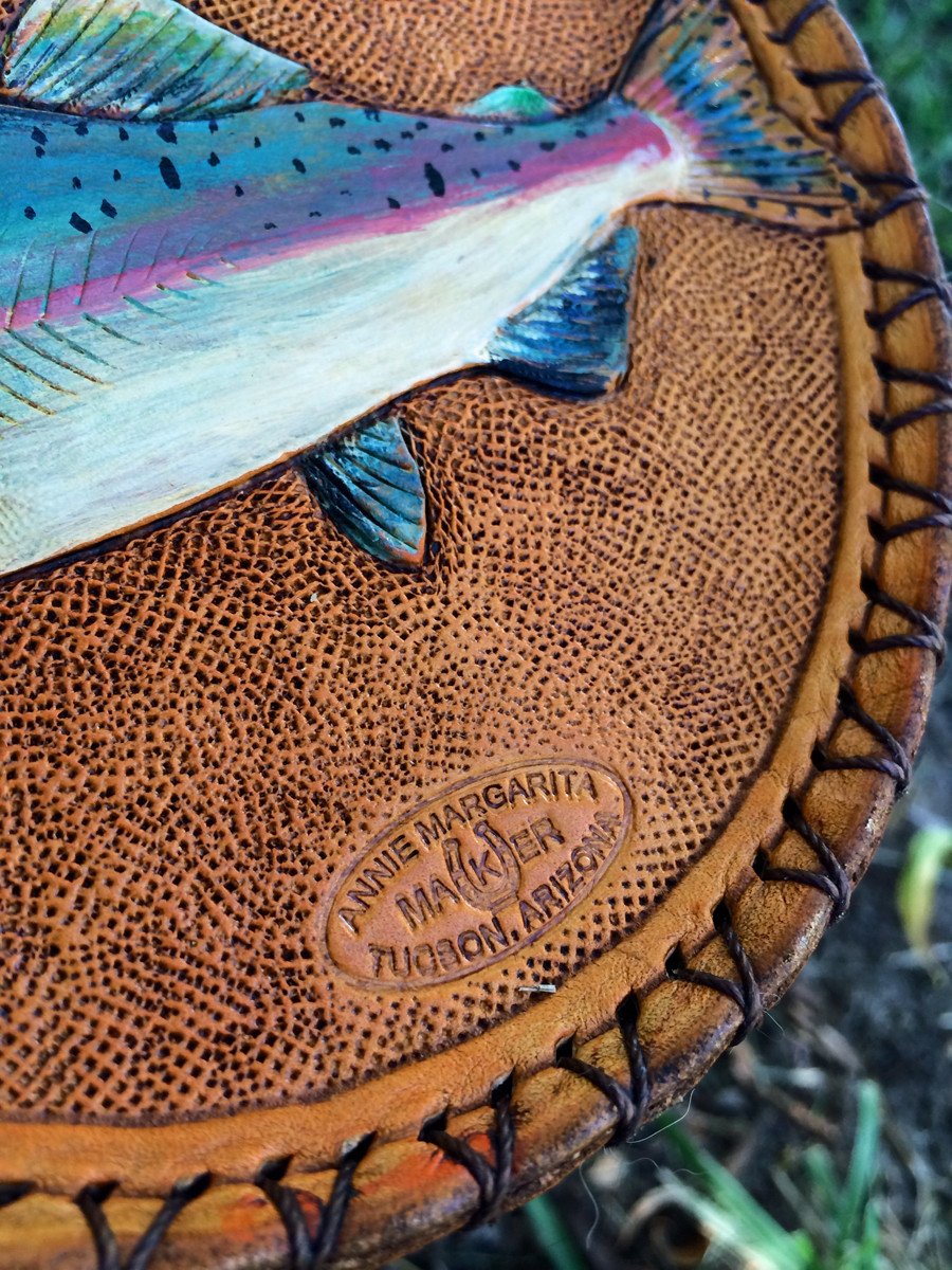 Annie Margarita Leather Reel Case - "One Fish, Two Fish, Red Fish, Blue Fish" 