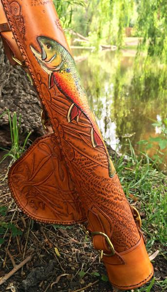 Annie Margarita Leather Backpack-Style Rod & Reel Case - "California Streamin" 