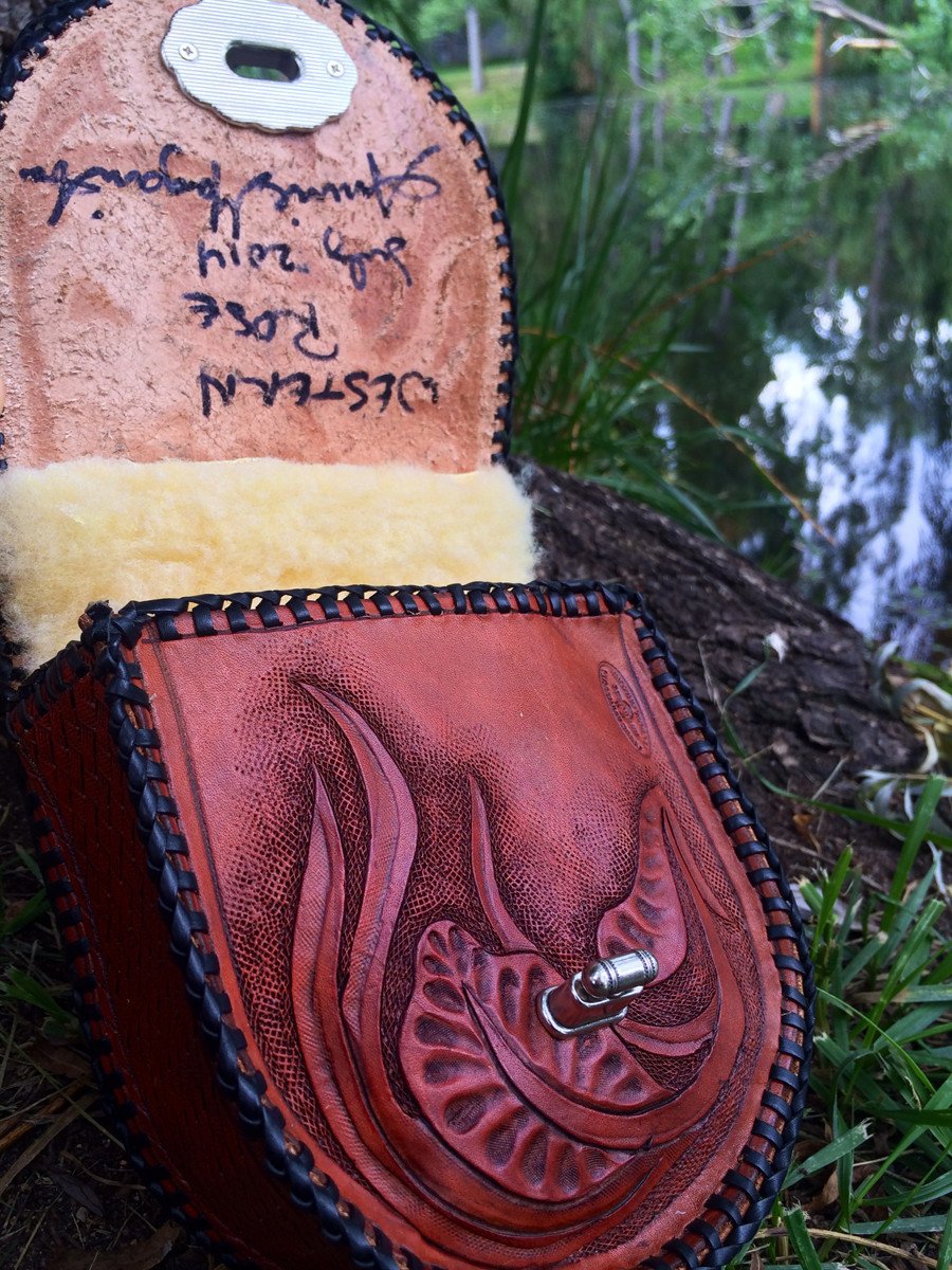 Annie Margarita Leather Reel Case - "Western Rose" 