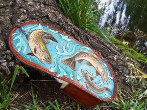 Annie Margarita Leather Reel Case - "Rockin' Rainbows"