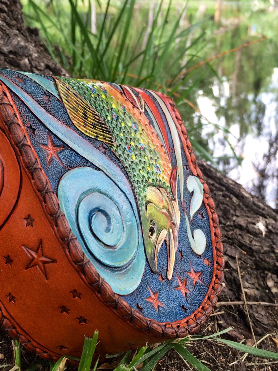 Annie Margarita Leather Reel Case - "Star Spangled Brookie" 