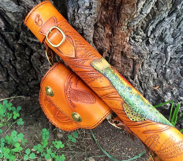 Annie Margarita Leather Backpack-Style Rod & Reel Case - "California Streamin" 