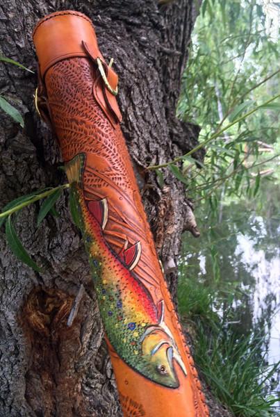 Annie Margarita Leather Backpack-Style Rod & Reel Case - "California Streamin" 