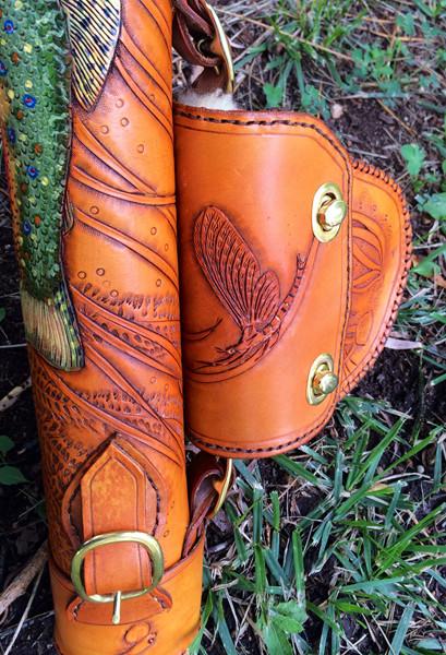 Annie Margarita Leather Backpack-Style Rod & Reel Case - "California Streamin" 