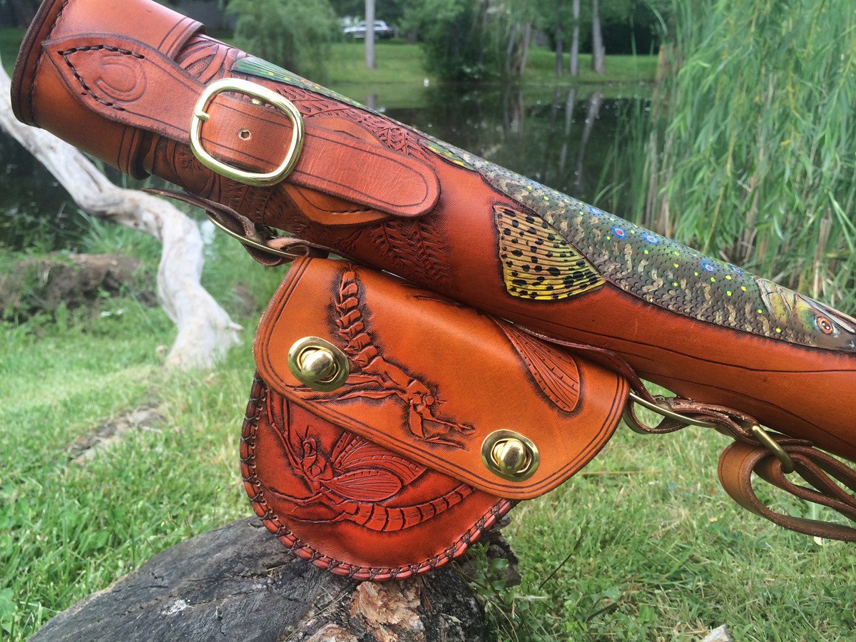 Annie Margarita Leather Combination Rod & Reel Case 